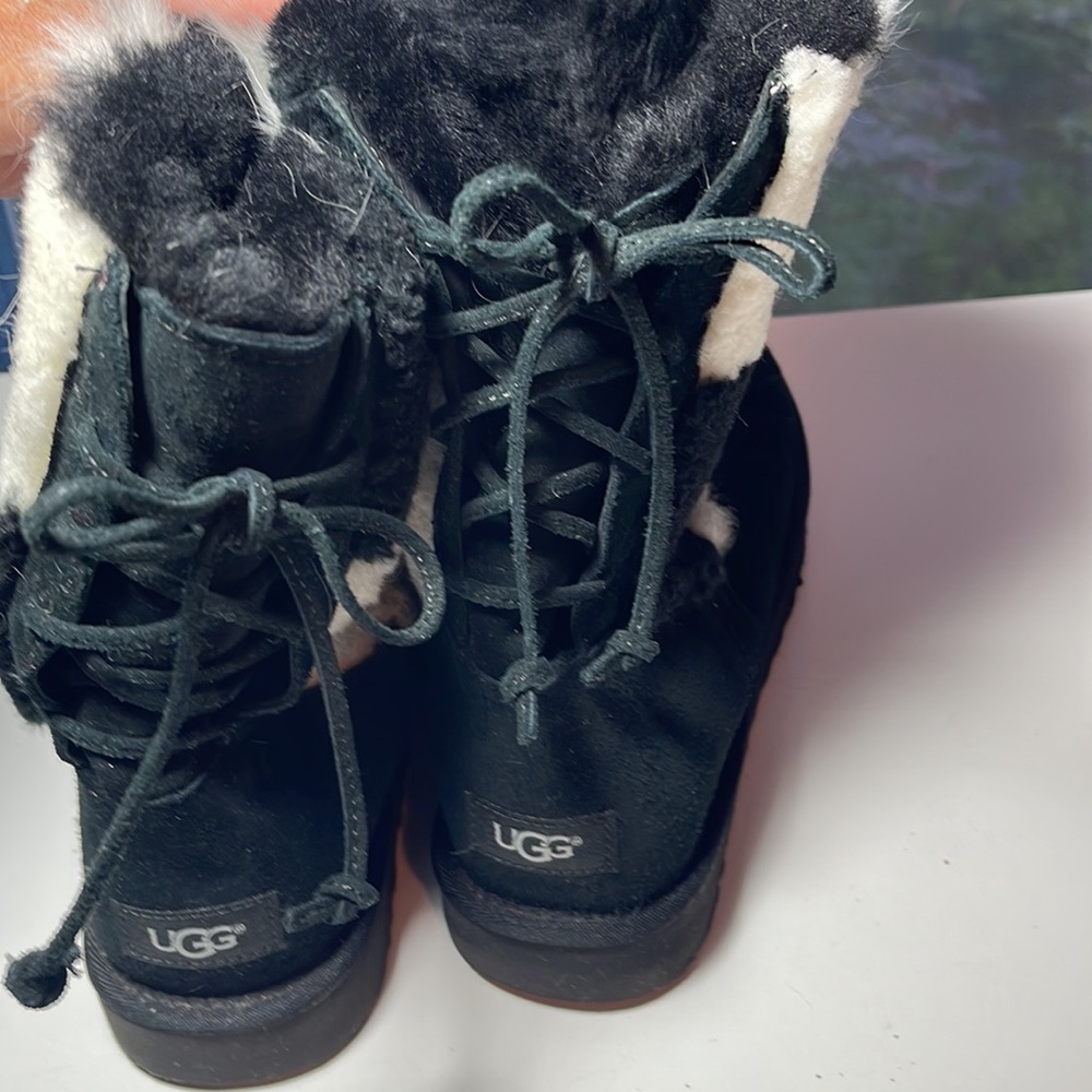 Ugg Classic Short Patchwork Fluff Black Boots - image 4